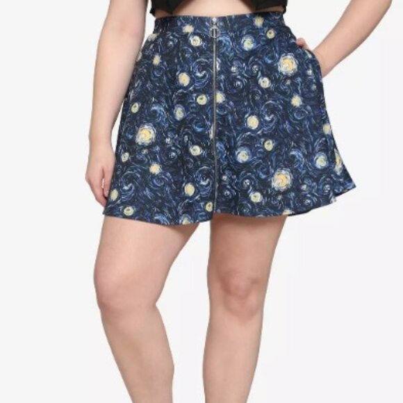 Hot topic NWT size 4 (26W) Starry Night O-Ring Zipper Skirt Plus Size - Picture 1 of 6